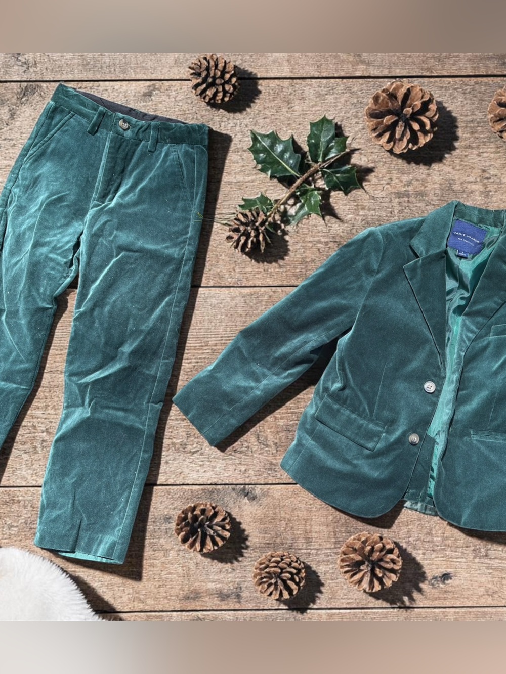 Janie and Jack Dark Green Velvet Blazer